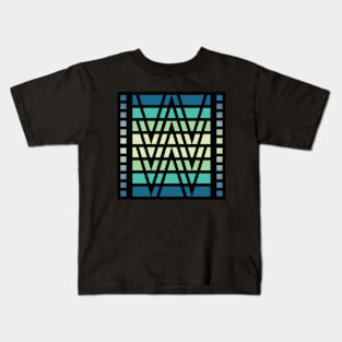 “Dimensional Waves” - V.3 Blue/Green - (Geometric Art) (Dimensions) - Doc Labs Kids T-Shirt